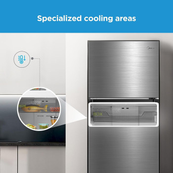 Midea 580L Gross Top Mount Double Door Refrigerator MDRT580MTE46, 2 Doors Frost Free Fridge Freezer With Smart Sensor And Humidity Control, Active-C Fresh, Multi-Air Flow, Electronic Silver, Large, 1 Year Warranty