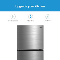 Midea 489L Gross Top Mount Double Door Refrigerator MDRT489MTE46, 2 Doors Frost Free Fridge Freezer With Smart Sensor And Humidity Control, Active-C Fresh, Multi-Air Flow, Electronic Control, Silver, 1 Year Warranty