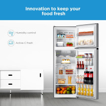 Midea 489L Gross Top Mount Double Door Refrigerator MDRT489MTE46, 2 Doors Frost Free Fridge Freezer With Smart Sensor And Humidity Control, Active-C Fresh, Multi-Air Flow, Electronic Control, Silver, 1 Year Warranty
