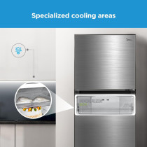 Midea 489L Gross Top Mount Double Door Refrigerator MDRT489MTE46, 2 Doors Frost Free Fridge Freezer With Smart Sensor And Humidity Control, Active-C Fresh, Multi-Air Flow, Electronic Control, Silver, 1 Year Warranty