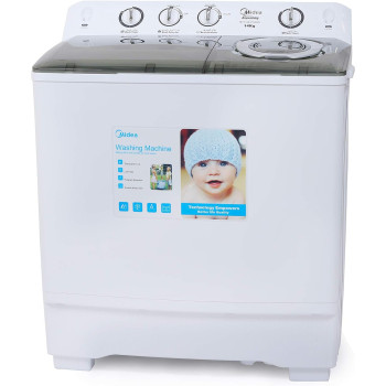Midea MTE160P1402S 14 Kg Twin Tub Semi Automatic Washing Machine 5 Star Rating, White, 1 Year Warranty