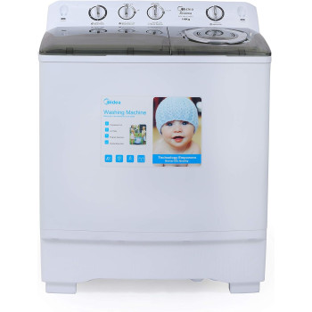 Midea MTE160P1402S 14 Kg Twin Tub Semi Automatic Washing Machine 5 Star Rating, White, 1 Year Warranty