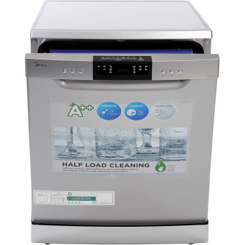 Midea Freestanding Dishwasher, 14 Place Settings, 7 Auto Programs, Inverter Quattro, Silent And High Energy Efficient, Half Load Function, Rapid Wash, Child Lock, Hygiene, 70 Degree Intensive Wash WQP147617QS, 1 Year Warranty