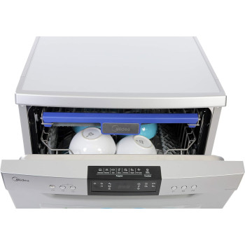 Midea Freestanding Dishwasher, 14 Place Settings, 7 Auto Programs, Inverter Quattro, Silent And High Energy Efficient, Half Load Function, Rapid Wash, Child Lock, Hygiene, 70 Degree Intensive Wash WQP147617QS, 1 Year Warranty