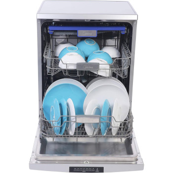 Midea Freestanding Dishwasher, 14 Place Settings, 7 Auto Programs, Inverter Quattro, Silent And High Energy Efficient, Half Load Function, Rapid Wash, Child Lock, Hygiene, 70 Degree Intensive Wash WQP147617QS, 1 Year Warranty