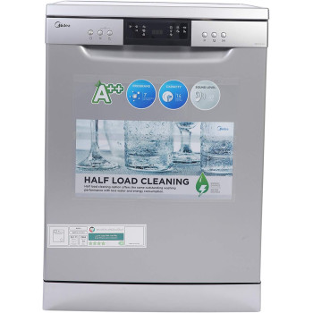 Midea Freestanding Dishwasher, 14 Place Settings, 7 Auto Programs, Inverter Quattro, Silent And High Energy Efficient, Half Load Function, Rapid Wash, Child Lock, Hygiene, 70 Degree Intensive Wash WQP147617QS, 1 Year Warranty