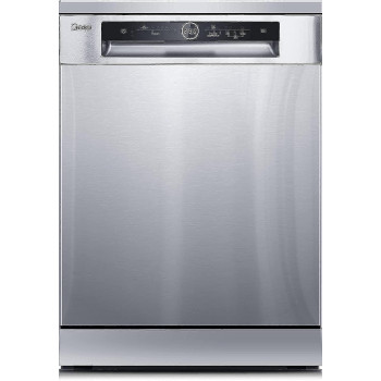 Midea Freestanding Dishwasher, 15 Place Settings, 11 Programs, Dual Zone Wash, Inverter Quattro, Silent And Energy Efficient, Auto Open, Rapid Child Lock, Infinity Plus Basket, Silver WQP15U7635SS, 1 Year Warranty