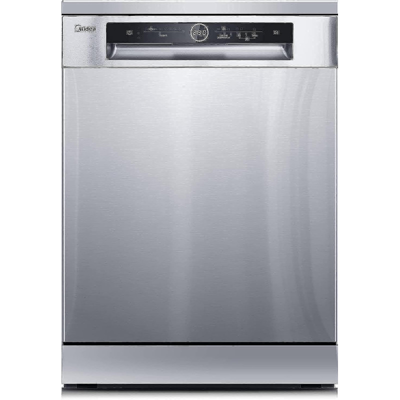 Midea Freestanding Dishwasher, 15 Place Settings, 11 Programs, Dual Zone Wash, Inverter Quattro, Silent And Energy Efficient, Auto Open, Rapid Child Lock, Infinity Plus Basket, Silver WQP15U7635SS, 1 Year Warranty