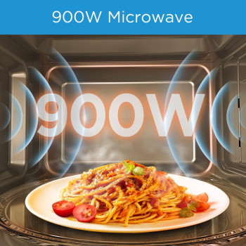 Midea 29 Litres Solo Digital Microwave Oven With 5 Power Levels And 8 Auto Menus, 900W, Child-Safety-Lock, Fast Reheat, Pull Open Door Handle, Cooking End Signal, Good For Home And Office, EM9P032MX, 1 Year Warranty