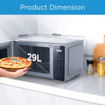 Midea 29 Litres Solo Digital Microwave Oven With 5 Power Levels And 8 Auto Menus, 900W, Child-Safety-Lock, Fast Reheat, Pull Open Door Handle, Cooking End Signal, Good For Home And Office, EM9P032MX, 1 Year Warranty