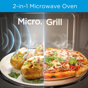 Midea 29L 2-In-1 Microwave Oven With Grill, Digital Touch Control, Child-Safety-Lock, 11 Pre-Programmed Menus, Led Display, Grilling Roasting And Cooking Functions, Full Glass Finish - Eg9P032Mx, 1 Year Warranty