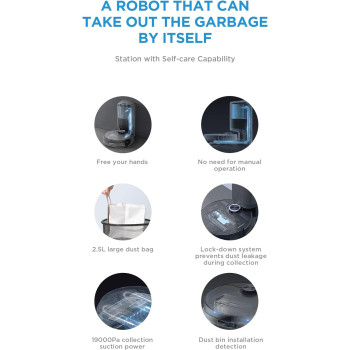 Midea Robot Vacuum Cleaner, 4000Pa Strong Suction With Bldc Motor App And Voice Control Msmartlife, Dust Bin In Station Is 2L For 45 Days, Carpet Sensor, Display Screen Black S8+, 1 Year Warranty