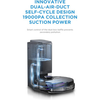 Midea Robot Vacuum Cleaner, 4000Pa Strong Suction With Bldc Motor App And Voice Control Msmartlife, Dust Bin In Station Is 2L For 45 Days, Carpet Sensor, Display Screen Black S8+, 1 Year Warranty