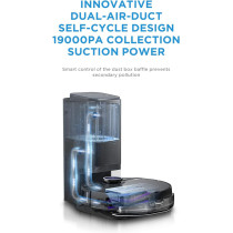 Midea Robot Vacuum Cleaner, 4000Pa Strong Suction With Bldc Motor App And Voice Control Msmartlife, Dust Bin In Station Is 2L For 45 Days, Carpet Sensor, Display Screen Black S8+, 1 Year Warranty