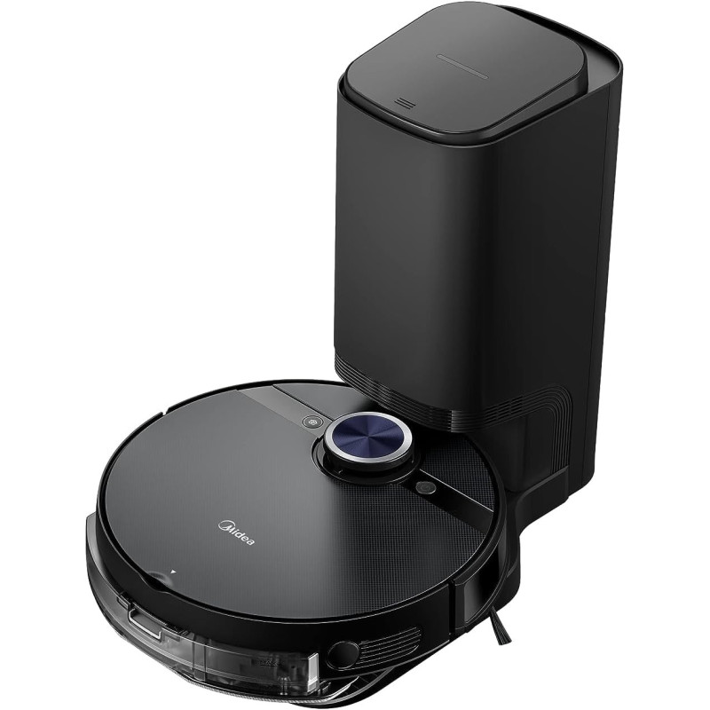 Midea Robot Vacuum Cleaner, 4000Pa Strong Suction With Bldc Motor App And Voice Control Msmartlife, Dust Bin In Station Is 2L For 45 Days, Carpet Sensor, Display Screen Black S8+, 1 Year Warranty