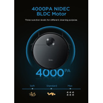 Midea I5C Robot Vacuum Cleaner, 4000Pa Strong Suction With Bldc Motor, Sweep And Wet Mopping, 3 Level To Choose, Wi-Fi App And Voice Control With Msmartlife, Several Cleaning Modes, 2600Mah Battery, 1 Year Warranty
