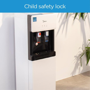Midea Water Dispenser, Top Loading, 3-Taps Equipped With Hot Cold And Ambient Temperature, Floor Standing, Child Safety Lock, Ice Cold Technology, Best For Home, Kitchen And Office, White, Yl1675S-W, 1 Year Warranty