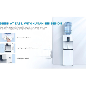 Midea Top Loading Water Dispenser With Cabinet, Hot And Cold Dual Function, 3 Temperatures Settings, Child Safety Lock, Best For Home Kitchen Office And Pantry, Yl2037Sw, 1 Year Warranty