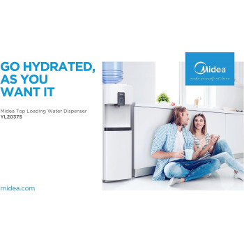 Midea Top Loading Water Dispenser With Bottom Refrigerator, Hot Cold And Ambient Temperature, Cooler Fridge With Large Storage Space, Child Safety Lock, Best For Home Kitchen Office And Pantry, Yl2037Sb, 1 Year Warranty