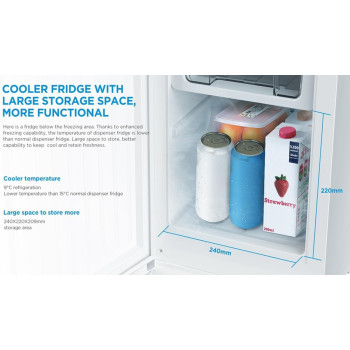 Midea Top Loading Water Dispenser With Bottom Refrigerator, Hot Cold And Ambient Temperature, Cooler Fridge With Large Storage Space, Child Safety Lock, Best For Home Kitchen Office And Pantry, Yl2037Sb, 1 Year Warranty
