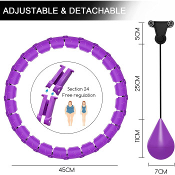 UK Stock Smart Hula Hoops for Adults Weight Loss, 24 Detachable Knots Adjustable Weight,2 in 1 Abdomen Fitness.Home Workout, (Purple)