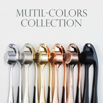 Kitessensu Premium Garlic Press, Garlic Mincer Set With Silicone Roller Peeler & Cleaning Brush, Easy To Squeeze And Clean, Rust Proof & Dishwasher Safe, Professional Efficient Ginger Crusher, 1 Year Warranty