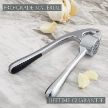 Kitessensu Premium Garlic Press, Garlic Mincer Set With Silicone Roller Peeler & Cleaning Brush, Easy To Squeeze And Clean, Rust Proof & Dishwasher Safe, Professional Efficient Ginger Crusher, 1 Year Warranty