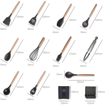 Arabest Silicone Cooking Utensil Set,Silicone Kitchen Utensil Set-13Pcs,Wooden Handles Utensils Tool For Nonstick Cookware,Non Toxic Heat Resistant Kitchen Tools Set With Storage Bucket And Lid Rest, 1 Year Warranty