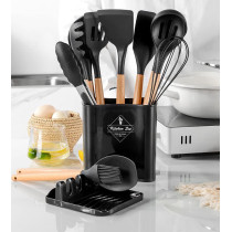 Arabest Silicone Cooking Utensil Set,Silicone Kitchen Utensil Set-13Pcs,Wooden Handles Utensils Tool For Nonstick Cookware,Non Toxic Heat Resistant Kitchen Tools Set With Storage Bucket And Lid Rest, 1 Year Warranty