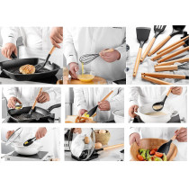 Arabest Silicone Cooking Utensil Set,Silicone Kitchen Utensil Set-13Pcs,Wooden Handles Utensils Tool For Nonstick Cookware,Non Toxic Heat Resistant Kitchen Tools Set With Storage Bucket And Lid Rest, 1 Year Warranty