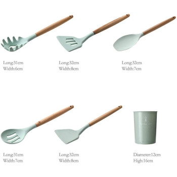 ComCreate Silicone Cooking Kitchen 11Pcs Wooden Utensils Tool For Nonstick Cookware, Cooking Utensils Set With Bamboo Wood Handles For Nonstick Cookware, Non Toxic Turner Tongs Spatula Spoon Set, 1 Year Warranty