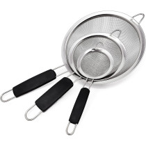 Makerstep Fine Mesh Strainer Set Of 3, Stainless Steel 3.38, 5.5, 7.87 Inch Strainers Wire Sieve Sifter With Insulated Handle Strainers For Kitchen Gadgets Tools Premium Colanders, Sifter, 1 Year Warranty