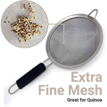 Makerstep Fine Mesh Strainer Set Of 3, Stainless Steel 3.38, 5.5, 7.87 Inch Strainers Wire Sieve Sifter With Insulated Handle Strainers For Kitchen Gadgets Tools Premium Colanders, Sifter, 1 Year Warranty