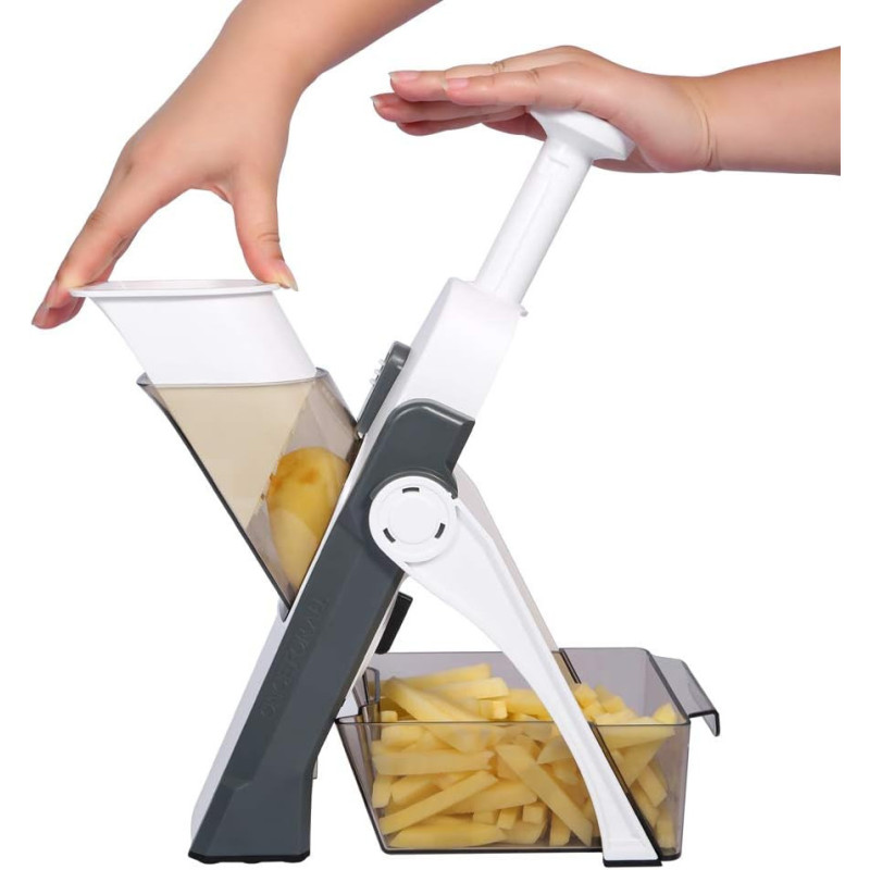 Once For All Adjustable Mandoline Slicer Safe Vegetable Slicer By Once For All Food Chopper Vegetable Cutter Quick Dicer Fruit French Fry Julienne, 1 Year Warranty