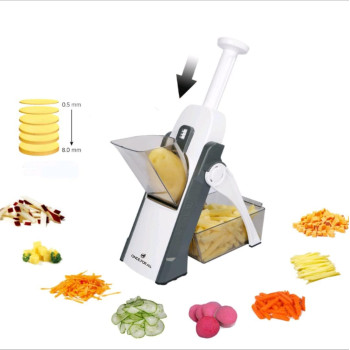 Once For All Adjustable Mandoline Slicer Safe Vegetable Slicer By Once For All Food Chopper Vegetable Cutter Quick Dicer Fruit French Fry Julienne, 1 Year Warranty