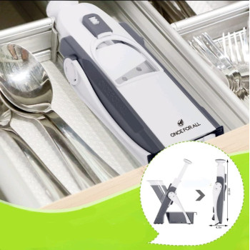 Once For All Adjustable Mandoline Slicer Safe Vegetable Slicer By Once For All Food Chopper Vegetable Cutter Quick Dicer Fruit French Fry Julienne, 1 Year Warranty