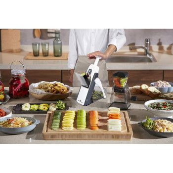 Once For All Adjustable Mandoline Slicer Safe Vegetable Slicer By Once For All Food Chopper Vegetable Cutter Quick Dicer Fruit French Fry Julienne, 1 Year Warranty