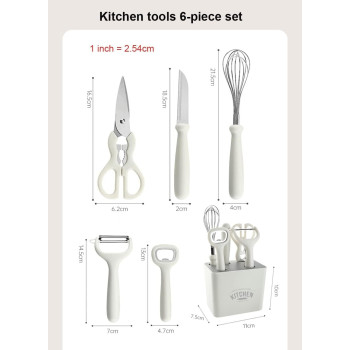 Amerteer Kitchen Utensils Set, Cooking Utensils Set 6 Pcs, Essentials Silicone Cooking Set, Cooking Kitchen Set, First Home Cooking Appliances, Scissors, Knife, Opener, Peeler, 1 Year Warranty