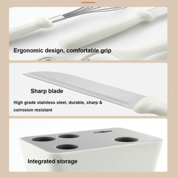 Amerteer Kitchen Utensils Set, Cooking Utensils Set 6 Pcs, Essentials Silicone Cooking Set, Cooking Kitchen Set, First Home Cooking Appliances, Scissors, Knife, Opener, Peeler, 1 Year Warranty