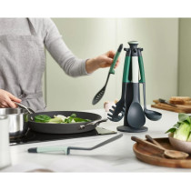 Joseph Joseph Elevate - Kitchen Tools & Gadgets Carousel 6 Piece Utensil Set With Rotating Stand, Ergonomic Silicone Handles, Non Stick Head - Sage Green, 12, 10540, 1 Year Warranty