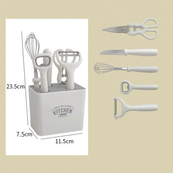 Varipos Kitchen 6-Piece Set With Storage Seat Utensils Set For Cookware Multifunctional Utility Gadget Fruit Complementary Food Tool Combination Set, 1 Year Warranty