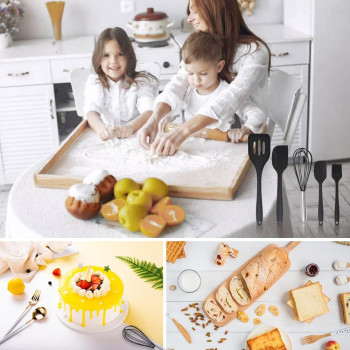 Wolii Silicone Utensil Set-5 Piece Wolii Silicone Cooking Utensils-Nonstick Kitchen Utensils With Spatula,Kitchen Gadgets Cookware Sets-Great Kitchen Tool Sets For Baking Dessert And Mixing, 1 Year Warranty