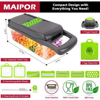 Maipor Vegetable Chopper (Grey), 1 Year Warranty