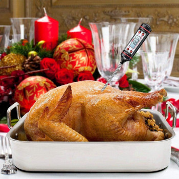 Ewinner Sincher Meat Thermometer, Cooking Thermometer With Instant Read, Lcd Screen, Hold Function For Kitchen Food Smoker Grill Bbq Candy Milk Water, Black, 1 Year Warranty