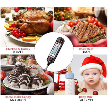 Ewinner Sincher Meat Thermometer, Cooking Thermometer With Instant Read, Lcd Screen, Hold Function For Kitchen Food Smoker Grill Bbq Candy Milk Water, Black, 1 Year Warranty