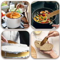 Nice Twice Kitchen Utensils Set - 8 Piece Natural Acacia Wooden Spatula Set - Heat Resistant Non Stick Wood Cookware For Stirring & Mixing, 1 Year Warranty