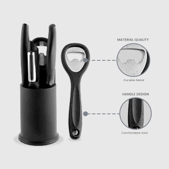 Professional Kitchen 5-In-1 Knife Set With Versatile Peeler And Bottle Opener, Space-Saving Lightweight Box Knife Set, Detachable For Easy Cleaning, Sharp Knives For Every Task, 1 Year Warranty