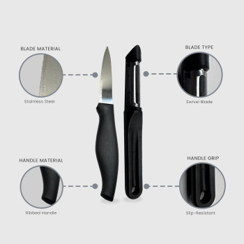 Professional Kitchen 5-In-1 Knife Set With Versatile Peeler And Bottle Opener, Space-Saving Lightweight Box Knife Set, Detachable For Easy Cleaning, Sharp Knives For Every Task, 1 Year Warranty