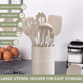 Antole Kitchen Cooking Utensils Set, 12 Pcs Set Silicone Kitchen Gadgets Tools Set With Holder, For Non-Stick Cookware Heat-Resistant Silicone Spatula Tools Set With Stainless Steel Handle, 1 Year Warranty