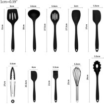 Samwestart 11 Pcs Silicone Cooking Kitchen Utensils Set With Holder Spatula Tool Bpa Free Non Toxic Turner Tongs Spoon Gadgets For Nonstick Heat Resistant Cookware (Black), 1 Year Warranty